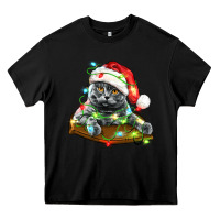Black christmas scottish fold cat Heavy Core Tee - LillyAllenDesigns