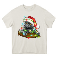 Cream christmas scottish fold cat Heavy Core Tee - LillyAllenDesigns