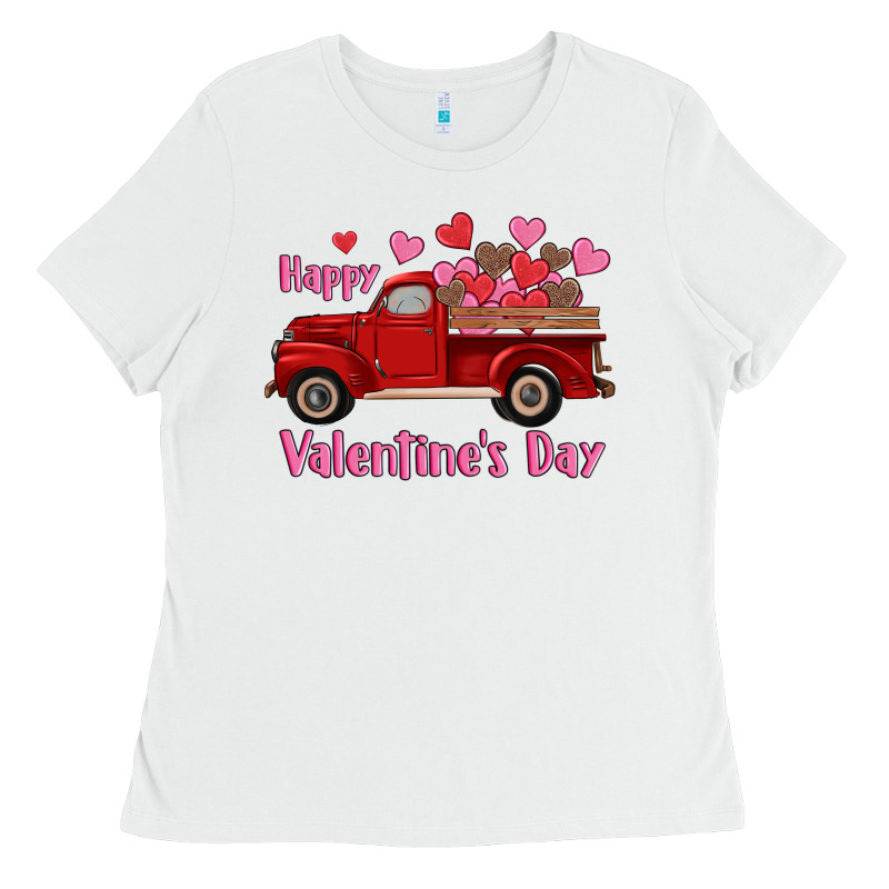 Happy Valentine's Day Truck Hearts Ladies Tee by RanaPortraitStore | Teevron