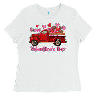White happy valentine's day truck hearts Ladies Tee - RanaPortraitStore