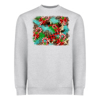 Heather Grey Christmas Plaid Turquoise Glitter Cowhide Heavyweight Sweatshirt - FaDigitalArtStudio