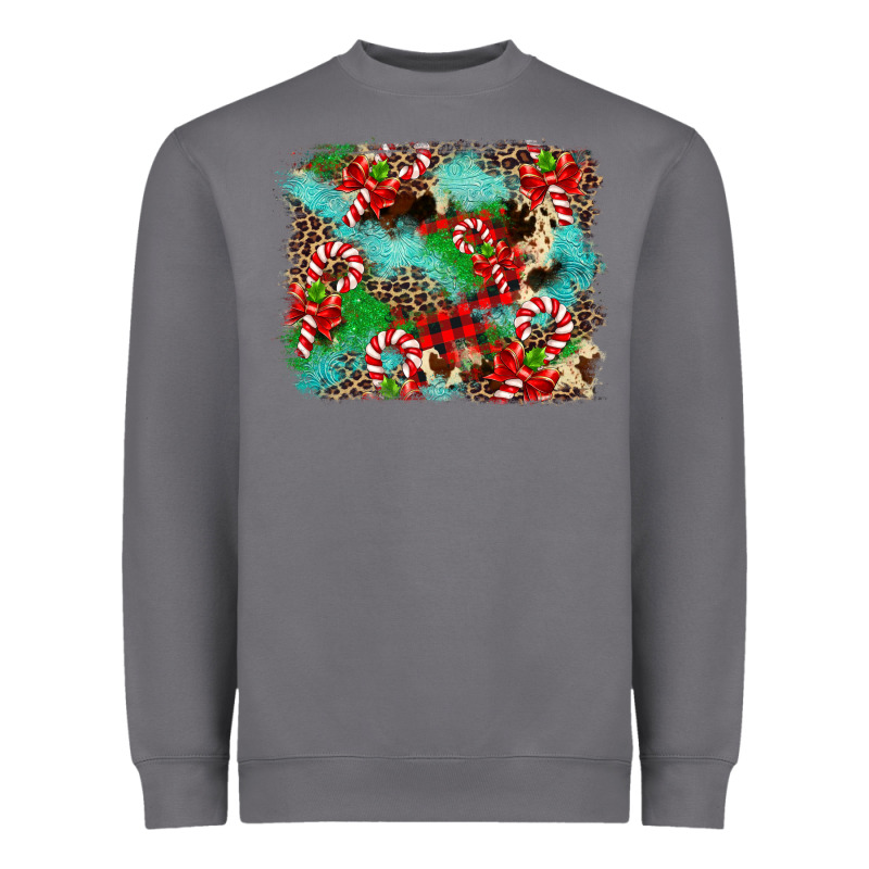 Christmas Plaid Turquoise Glitter Cowhide Heavyweight Sweatshirt by FaDigitalArtStudio | Teevron