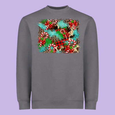 Christmas Plaid Turquoise Glitter Cowhide Heavyweight Sweatshirt Designed By Fadigitalartstudio