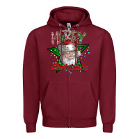 Burgundy festive santa claus greeting Zipper Hoodie - CowhideDigitalArt