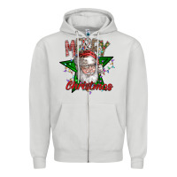 Dove Grey festive santa claus greeting Zipper Hoodie - CowhideDigitalArt