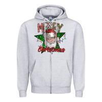 Heather Grey festive santa claus greeting Zipper Hoodie - CowhideDigitalArt