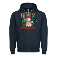 Navy festive santa claus greeting Zipper Hoodie - CowhideDigitalArt