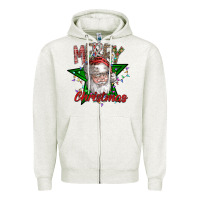 Oatmeal Heather festive santa claus greeting Zipper Hoodie - CowhideDigitalArt