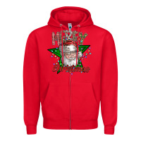 Red festive santa claus greeting Zipper Hoodie - CowhideDigitalArt