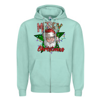 Festive Santa Claus Greeting Zipper Hoodie | Teevron