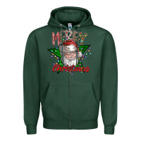 Sports Green festive santa claus greeting Zipper Hoodie - CowhideDigitalArt