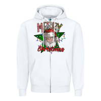White festive santa claus greeting Zipper Hoodie - CowhideDigitalArt