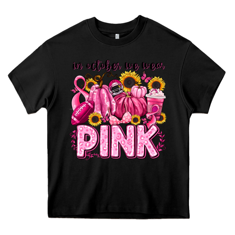 In October We Wear Pink Football Heavy Core Tee by LillyAllenDesigns | Teevron