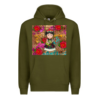 Army Green Mexican girl Premium Hoodie - RanaPortraitStore