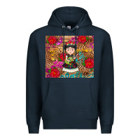 Navy Mexican girl Premium Hoodie - RanaPortraitStore