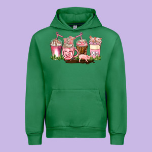 Pig Coffee Cups Urban Hoodie Designed By Adodesignshop
