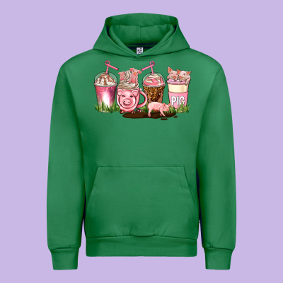 Pig Coffee Cups Urban Hoodie Designed By Adodesignshop