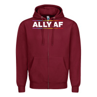 Burgundy Ally AF Pride Rainbow Shirt  Proud LGBTQ Ally TShirt Zipper Hoodie - minhPixels