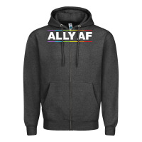 Charcoal Heather Ally AF Pride Rainbow Shirt  Proud LGBTQ Ally TShirt Zipper Hoodie - minhPixels