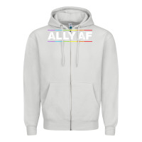 Dove Grey Ally AF Pride Rainbow Shirt  Proud LGBTQ Ally TShirt Zipper Hoodie - minhPixels