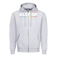 Heather Grey Ally AF Pride Rainbow Shirt  Proud LGBTQ Ally TShirt Zipper Hoodie - minhPixels