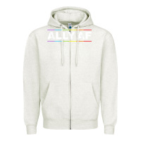 Oatmeal Heather Ally AF Pride Rainbow Shirt  Proud LGBTQ Ally TShirt Zipper Hoodie - minhPixels