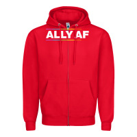 Red Ally AF Pride Rainbow Shirt  Proud LGBTQ Ally TShirt Zipper Hoodie - minhPixels