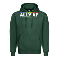 Sports Green Ally AF Pride Rainbow Shirt  Proud LGBTQ Ally TShirt Zipper Hoodie - minhPixels