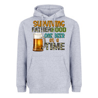 Heather Grey surviving fatherhood one beer at a  time Heavyweight Hoodie - Artiststas