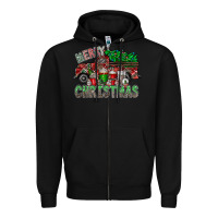 Black merry christmas  truck Zipper Hoodie - CowhideDigitalArt