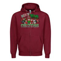 Burgundy merry christmas  truck Zipper Hoodie - CowhideDigitalArt