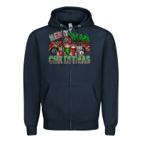 Navy merry christmas  truck Zipper Hoodie - CowhideDigitalArt