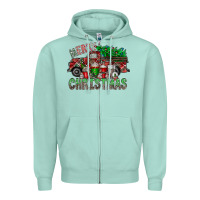 Seafoam merry christmas  truck Zipper Hoodie - CowhideDigitalArt