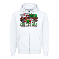 White merry christmas  truck Zipper Hoodie - CowhideDigitalArt