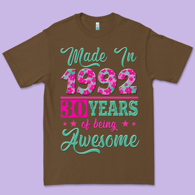 Made In 1992, 30 Years Of Being Awesome Premium Tee Designed By Jasminsmagicworld