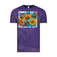 Cloud Purple hummingbirds sunflower Vintage Tee - TumblerDesignByShophia
