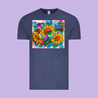 Hummingbirds Sunflower Vintage Tee Designed By Tumblerdesignbyshophia