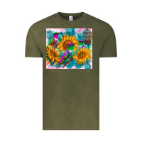 Vintage Olive hummingbirds sunflower Vintage Tee - TumblerDesignByShophia