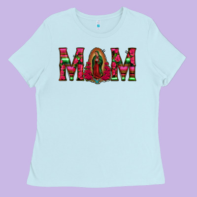 Mom With Floral Aztec And Leopard Background Ladies Tee Designed By Bettercallsaul