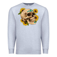 Heather Grey skull flowers and gemstone Premium Sweatshirt - Artiststas