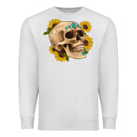 Oatmeal Heather skull flowers and gemstone Premium Sweatshirt - Artiststas