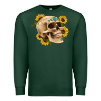 Sports Green skull flowers and gemstone Premium Sweatshirt - Artiststas