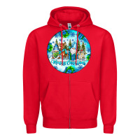 Red merry christmas Zipper Hoodie - CowhideDigitalArt