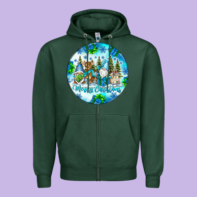 Merry Christmas Zipper Hoodie Designed By Cowhidedigitalart