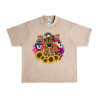French Oak Baby Cow flower Urban Heavy Tee - HowdyJamesFarm
