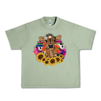 Oil Green Baby Cow flower Urban Heavy Tee - HowdyJamesFarm
