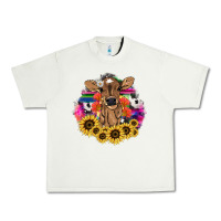 Pistachio Baby Cow flower Urban Heavy Tee - HowdyJamesFarm