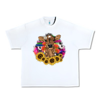 White Baby Cow flower Urban Heavy Tee - HowdyJamesFarm