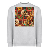 Heather Grey western skull aztec seamless pattern Heavyweight Sweatshirt - BundleAndBundleShop