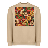 Western Skull Aztec Seamless Pattern Heavyweight Sweatshirt | Teevron